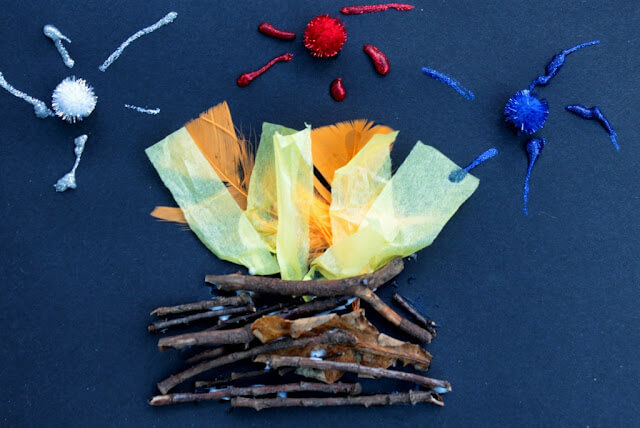 Easy Sticks And Paper Bon Fire Lohri Craft Activity For Toddlers