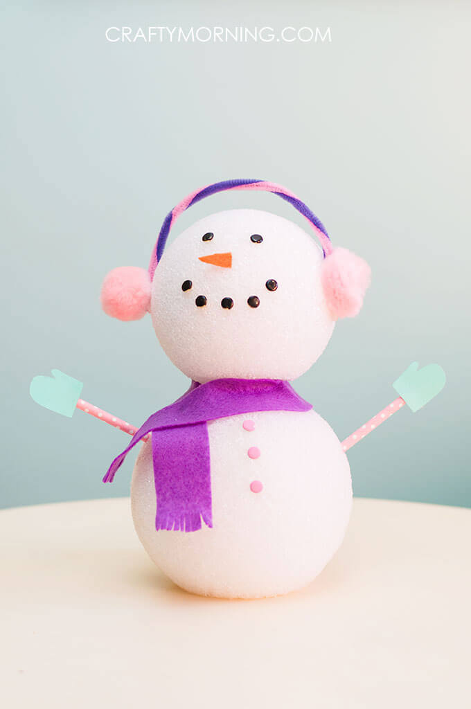 Easy Styrofoam Ball Snowman Craft Idea For Preschoolers