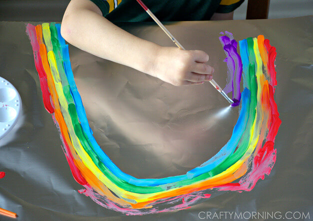 Easy Tin Foil Rainbow Art Activity For Toddlers