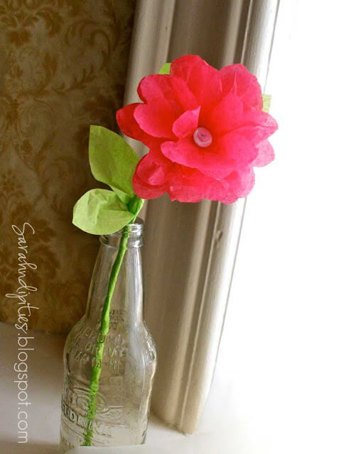 Easy Tissue Paper Flower Craft Using Buttons