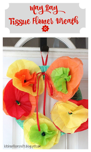 Easy Tissue Paper Flower Wreath Decoration Craft For May Day