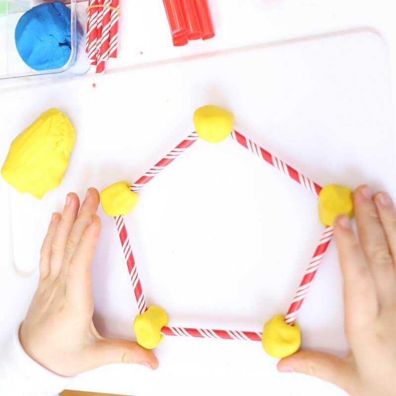 Easy To Make Beautiful Pentagon with Colorful Playdough For Preschooler