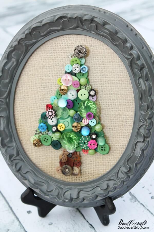 Easy-To-Make Button Christmas Tree Craft Idea DIY Winter Button Crafts