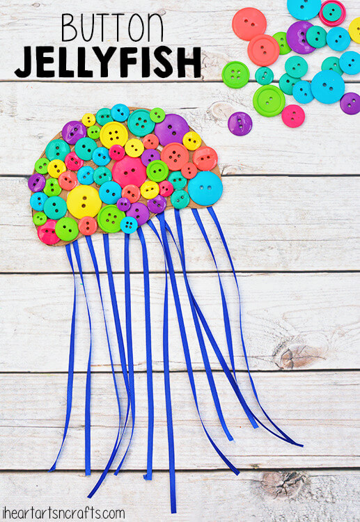 Easy To Make Button Jellyfish Decoration Craft For Kids