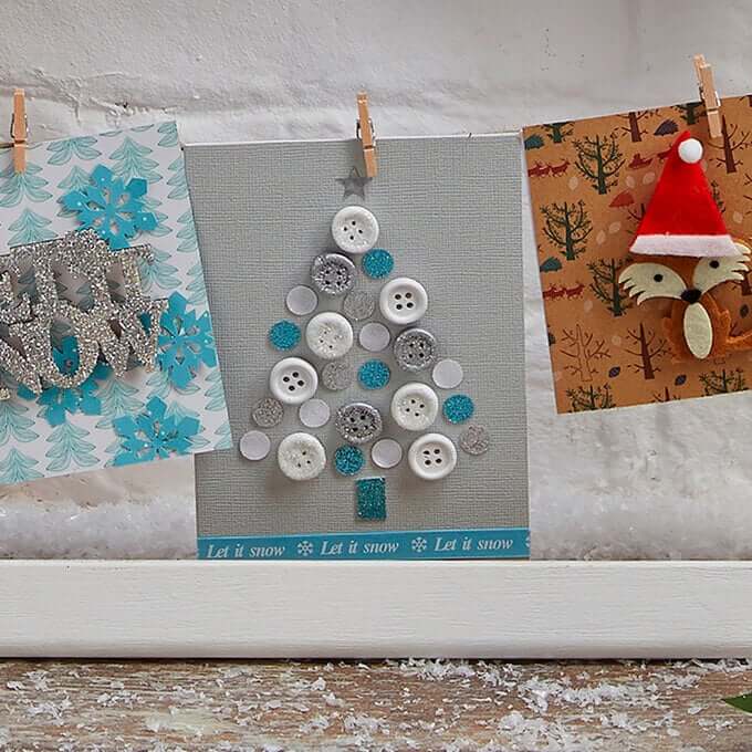 Easy to Make Christmas Card Idea With Button Tree