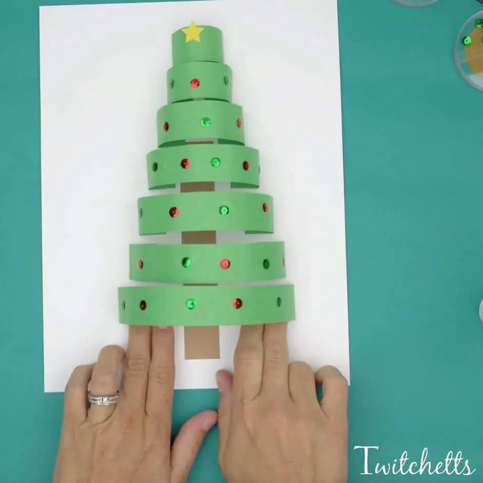 Easy-To-Make Construction Paper 3-D Christmas Tree CraftWinter Crafts With Construction Paper