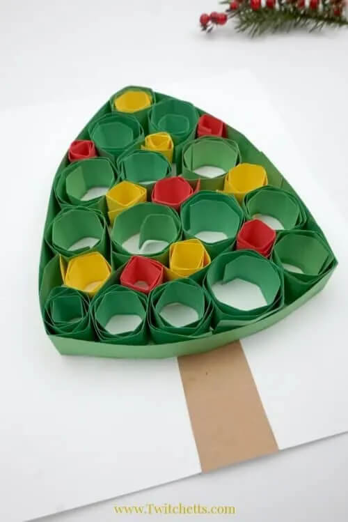 Easy-to-Make Construction Paper Quilling Christmas Tree Craft