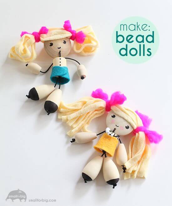 Easy To Make Dolls Craft Using Wooden Beads Wooden Beads Doll Craft Ideas