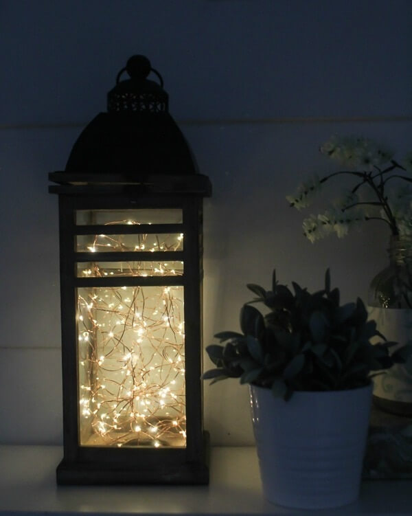 Easy-To-Make Fairy Light Lantern Art Idea For Winter