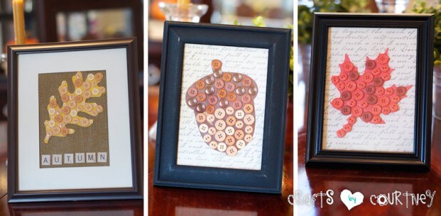 Easy to Make Fall Button Art Decoration In Frame