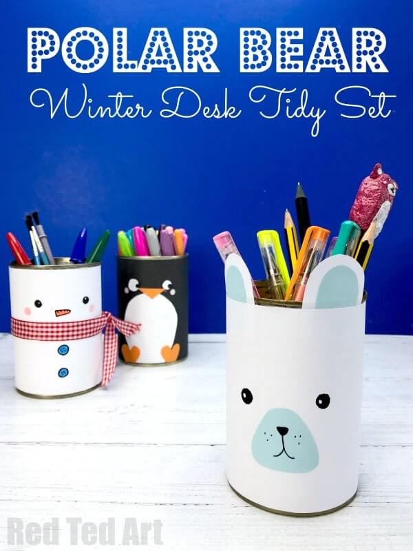 Easy-To-Make Polar Bear Desk Tidy Craft Idea For Kids