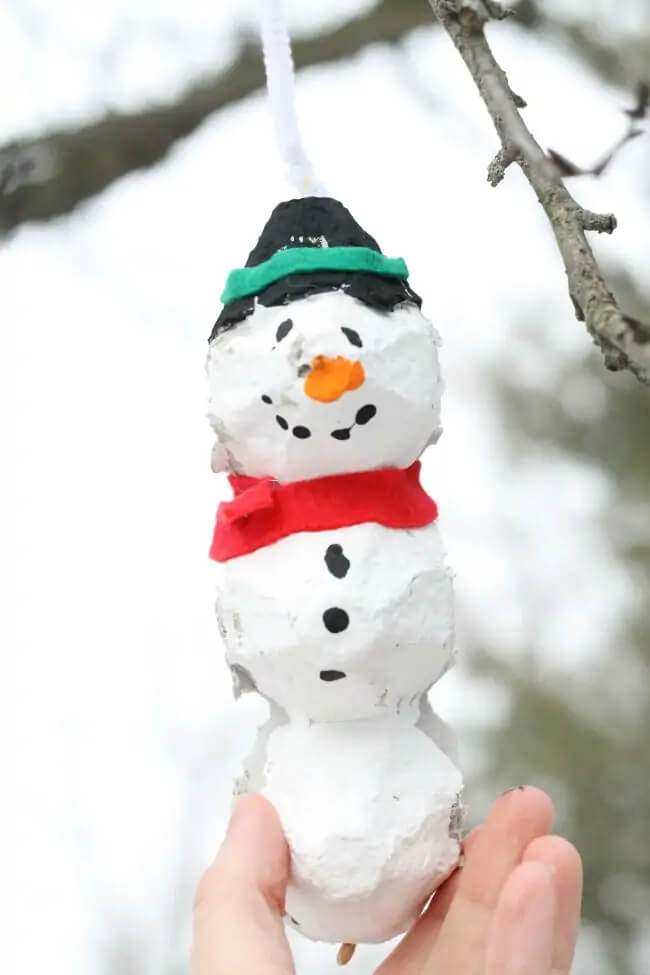 Easy-To-Make Snowman Bird Feeder Craft Idea For KidsUpcycled Winter Crafts