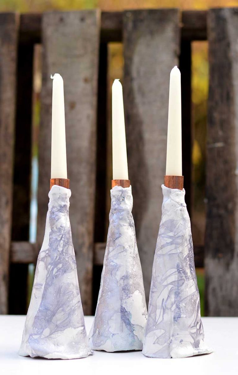 DIY Air Dry Clay Candlestick Holders Kids Art & Craft