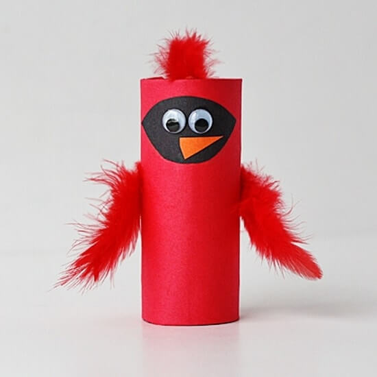 Easy Wintery Cardinal Craft Idea Using Toilet Paper Roll Cardinal Craft For Kids