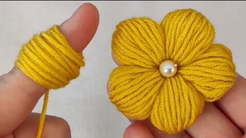 Easy Yellow Hand Woven Woolen Flower Craft DIY