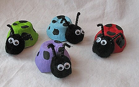 Egg Carton Lady Bug Craft Idea For KidsAnimal egg carton crafts 