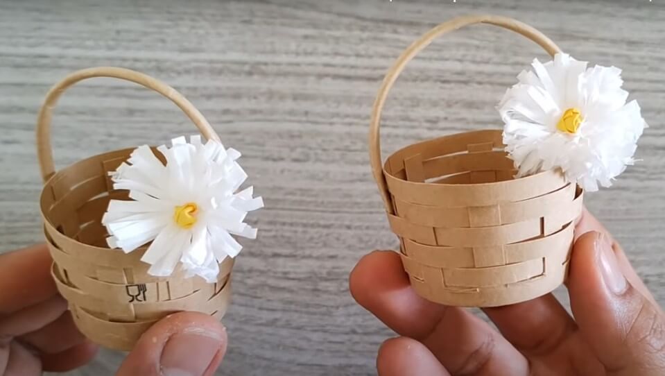 Elegant And Simple Brown Paper Cup Basket DIY For Kids