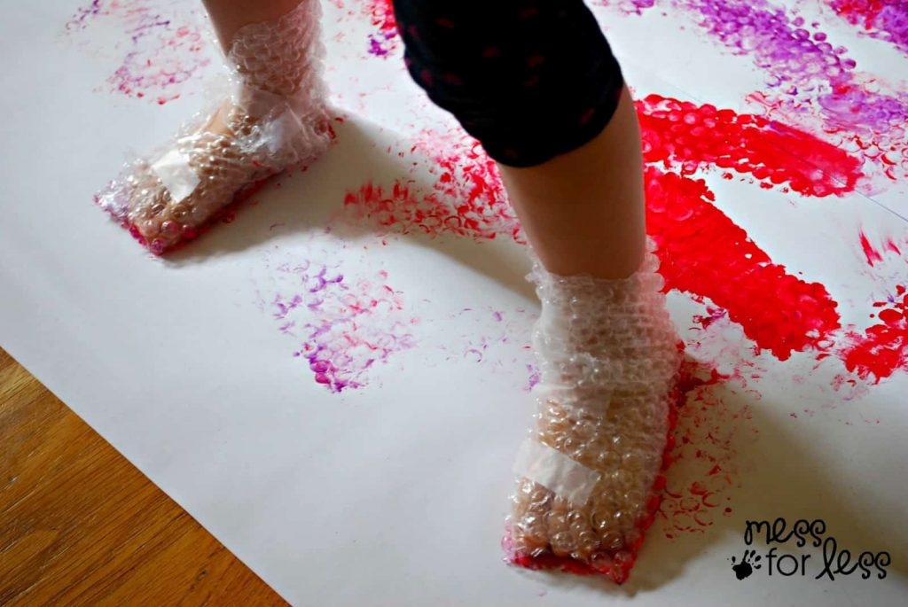 Exciting Bubble Wrap Painting Activity For Kids Using Legs Bubble Wrap Sensory Activities For Toddlers