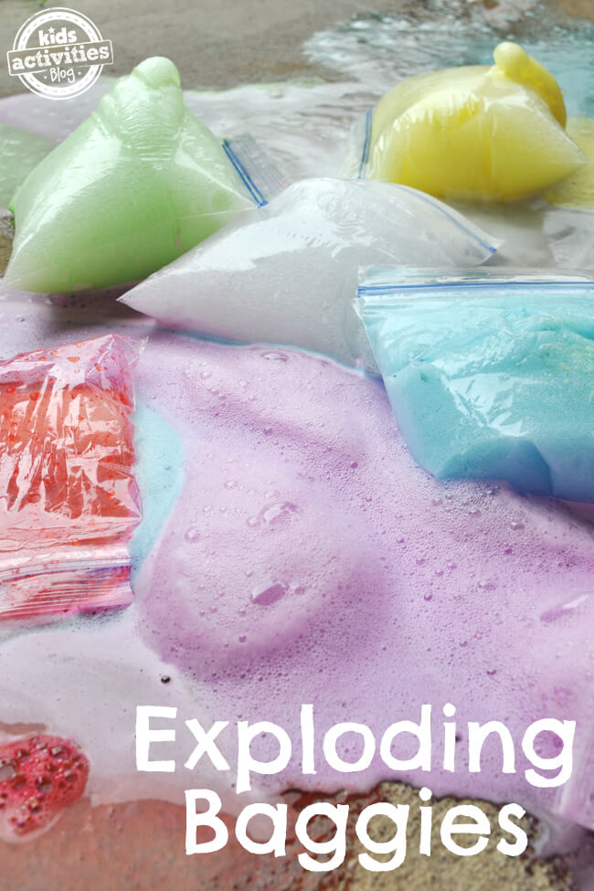 Exploding Baggies Experiment With Plastic Bags, Vinegar, Baking Soda & Food Coloring Outdoor Science Experiments for Kids