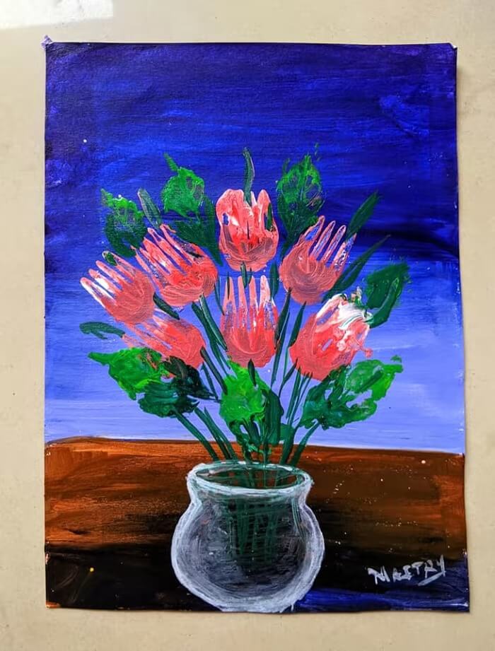 Fabulous Fork Flower & Vase  Painting Art & Craft Activity For Kids