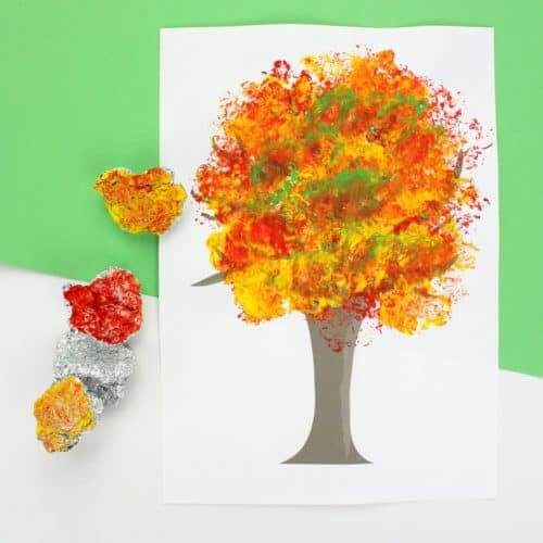 Fall Tree Foil Printed Painting For Christmas Decorations