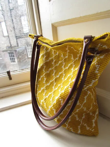 Fashionable Moroccan Tote Bag With Leather Handles Crochet Bag Patterns