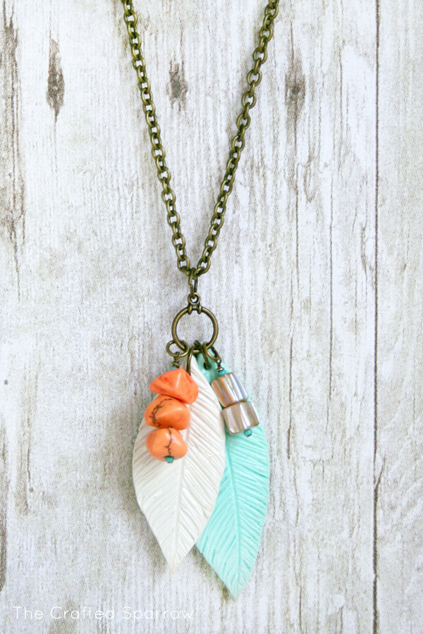 Feather Shaped Creative Necklace Idea With Polymer Clay