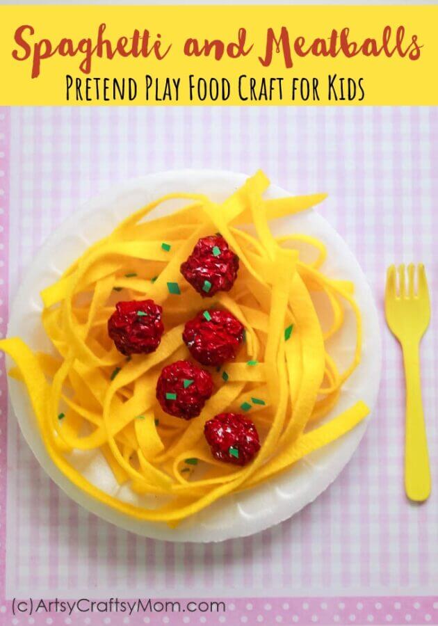 Felt Spaghetti And Meatballs Craft With Paper Plate, Aluminum Foil & Paper