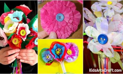 Flower Bouquet Button Craft Using Tissue Paper