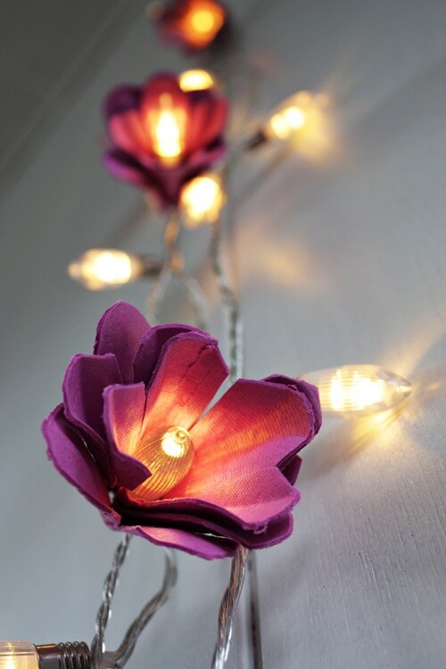 Flower Fairy Lights Decoration Craft Idea Using Egg Carton