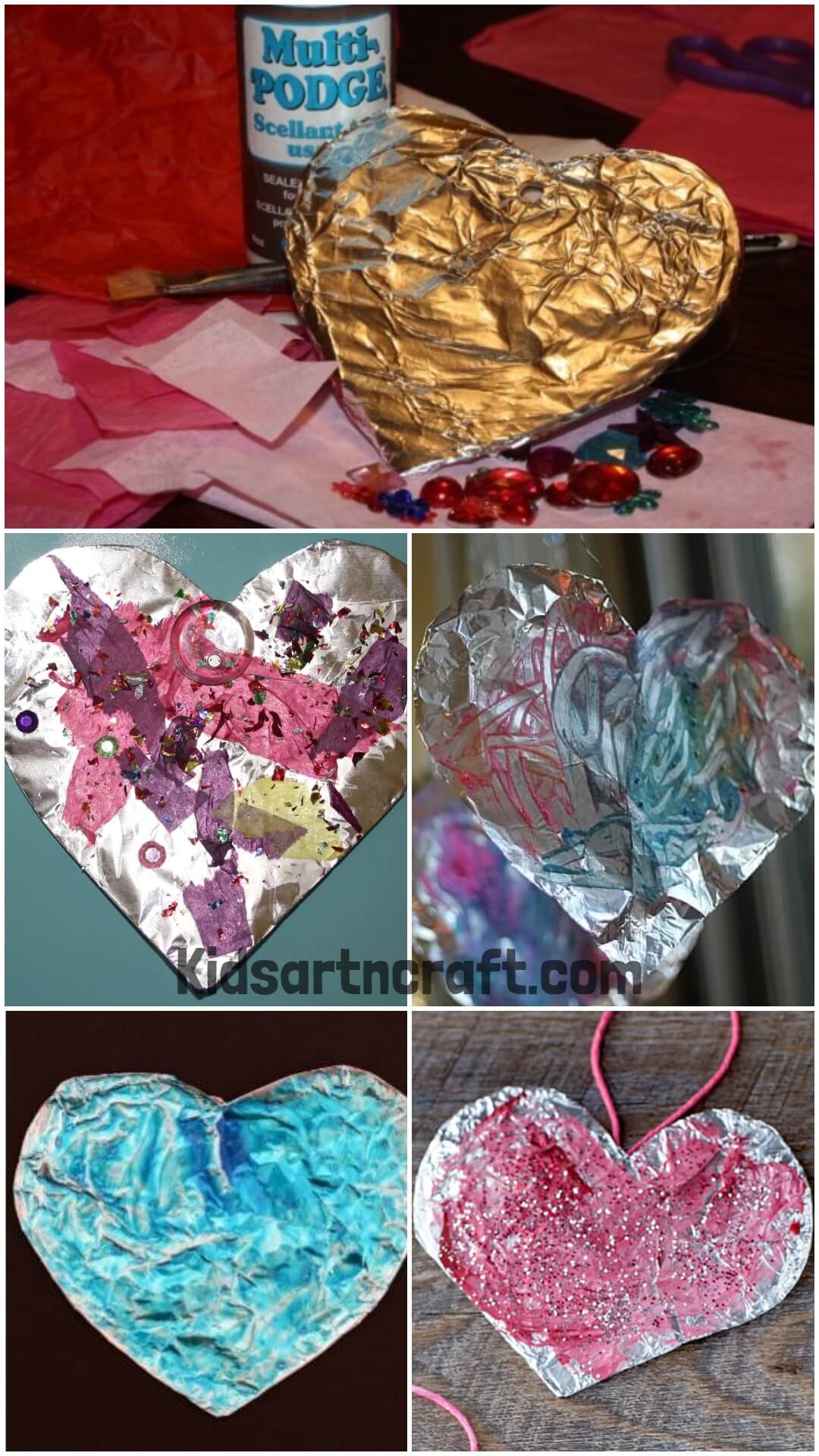 Foil Heart Crafts For Kids 
