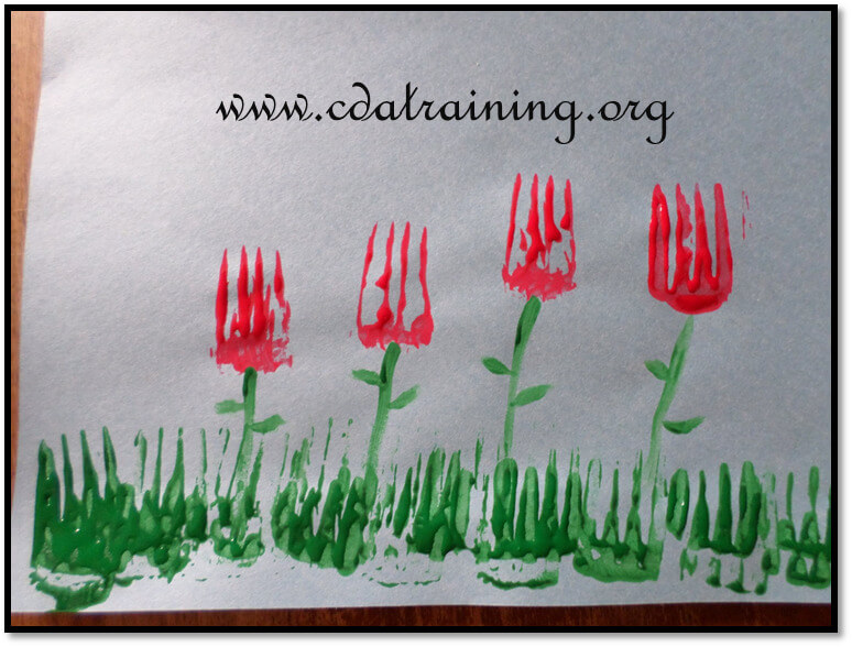 Fork Red Tulip Flower Painting Art Ideas For Toddlers