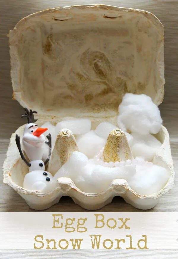 Frozen Snow World Scenery Artistic Idea With Old Egg Box Egg Carton Craft Ideas For Preschool