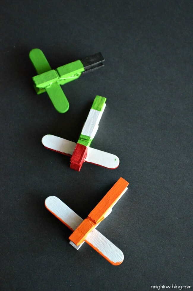 Fun Activity Mini Clothespin And Ice Stick Airplane Craft For Kids