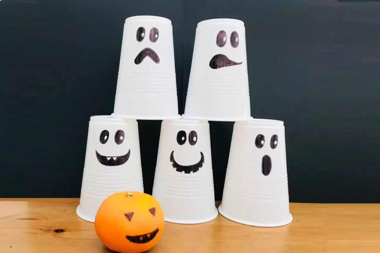 Fun And Cool Paper Cup Halloween Pin Ball Craft For Toddlers Paper Cup Ghost Crafts