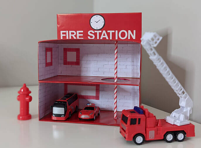 Fun And East Tissue box Fire Station Craft For Toddlers