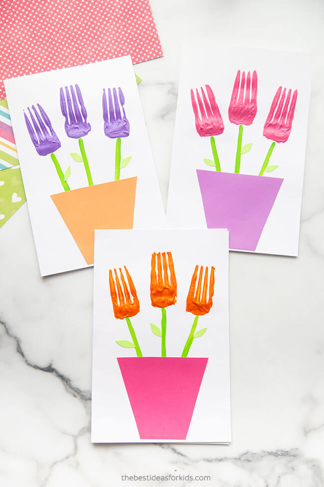 Fun And Easy Fork & Paper Flower Painting Art Ideas For Toddlers