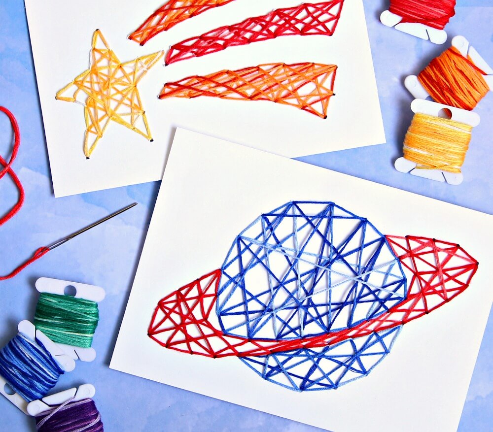 Fun and Easy Planet Craft Using Thread And Needle For Toddlers