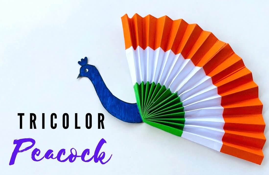 Fun And Easy Tri-Color Peacock  Independence Craft For Kids Indian Republic Day crafts & Activities For Kids