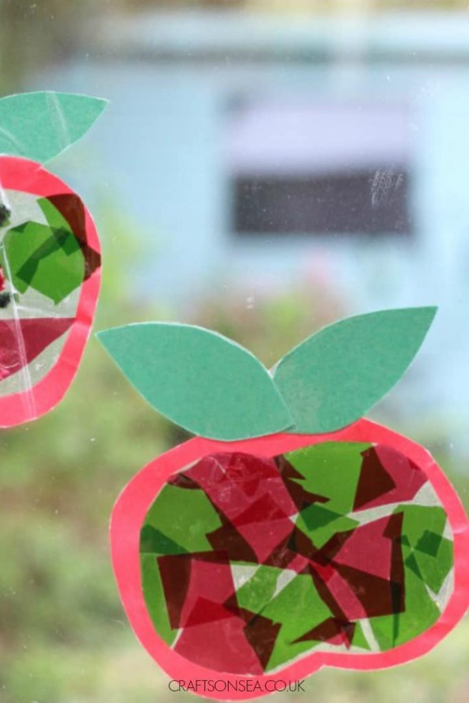 Fun & Simple Apple Suncatcher Craft For Kindergartners Washi tape suncatcher craft idea for kids 