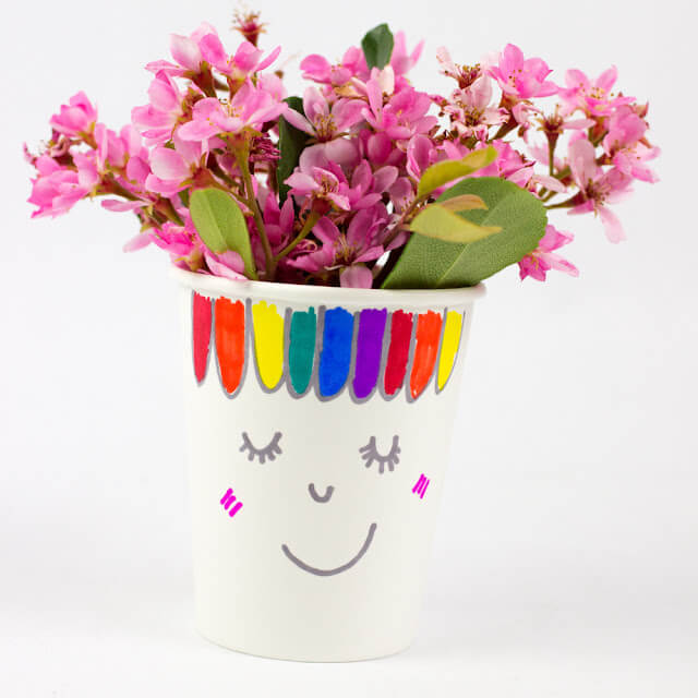 Fun And Simple Paper Cup Flower Vase Craft For Kids