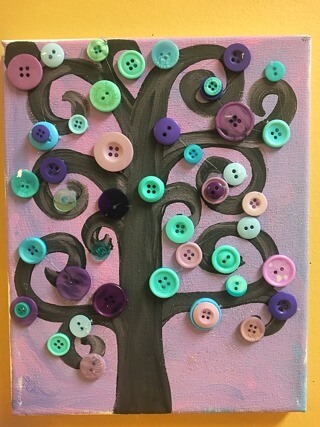 Fun Button Tree Craft Project On Canvas