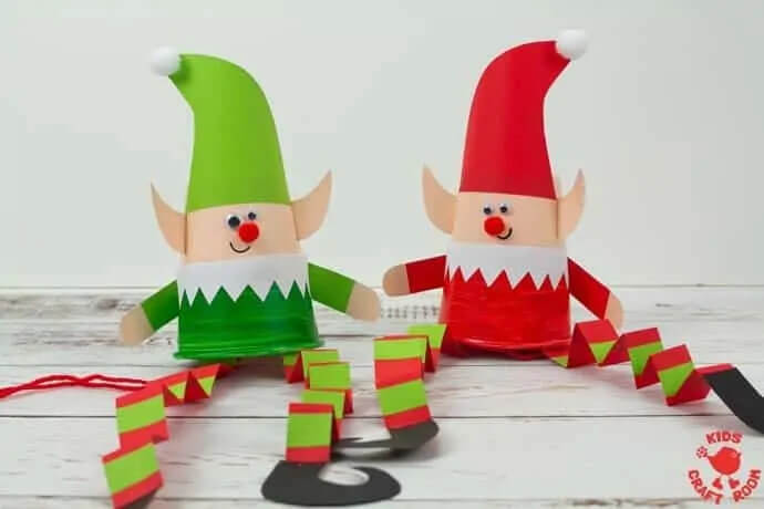 Fun Elf Puppets Craft Using Paper Cups For Preschool Kids
