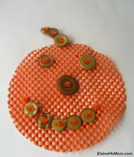 Fun Pumpkin Face Halloween Craft Using Buttons & Pipe Cleaners Button Pumpkin Crafts for Halloween
