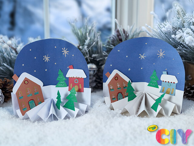 Fun-To-Make 3-D Paper Winter Village Craft Idea For Kids