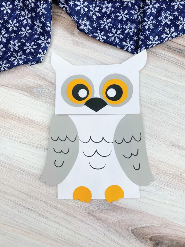 Fun-To-Make Adorable Paper Bag Snowy Owl Craft For Kids Recycled Winter Crafts 