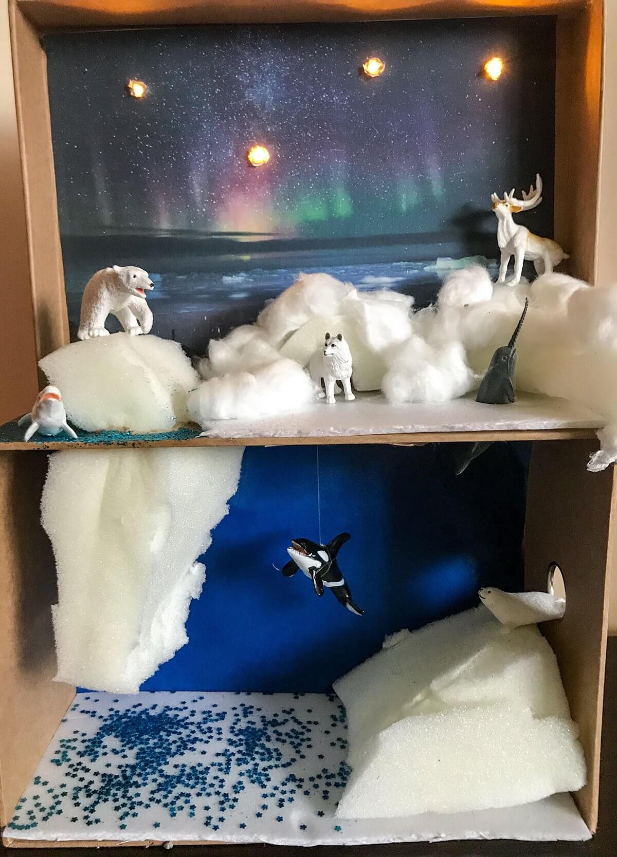 Fun-To-Make Arctic Habitat Diorama Box Upcycling Craft For KidsUpcycled Winter Crafts