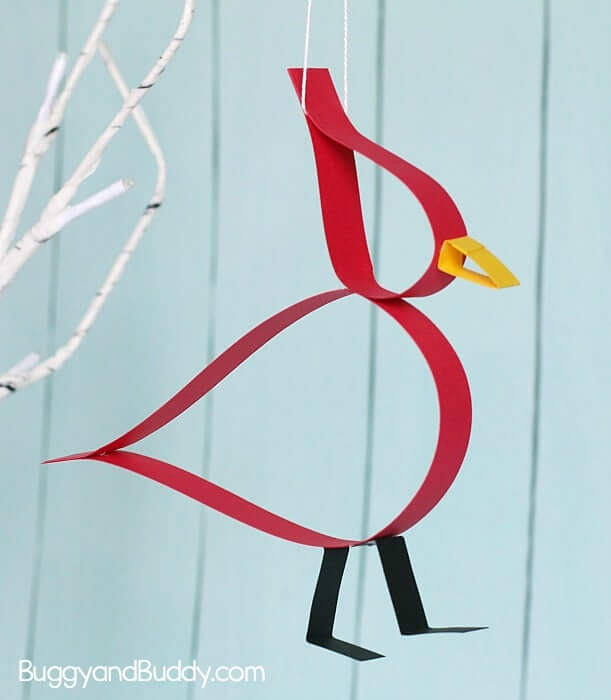 Fun-To-Make Beautiful Wintery Cardinal Craft Idea With Paper Cardinal Craft For Kids