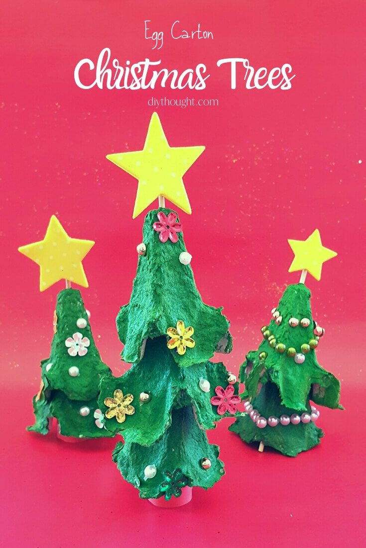 Fun-To-Make Christmas Tree  Craft Idea For Kids Using Egg Cartons