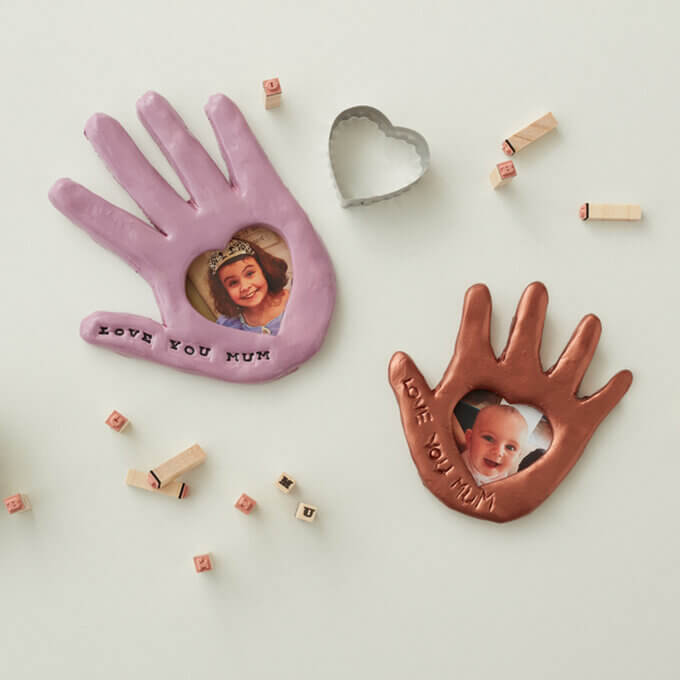 Fun To Make Clay Handprint Photo Frame For Birthday Gift Air dry clay gift Ideas 